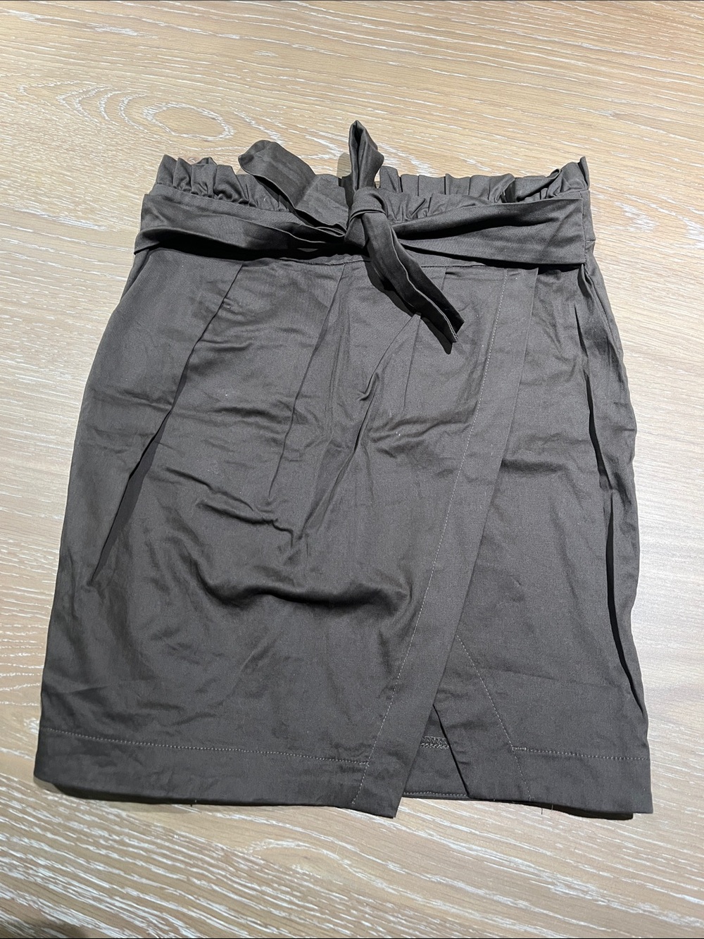 High-Rise Paperbag Wrap Skirt in Charcoal